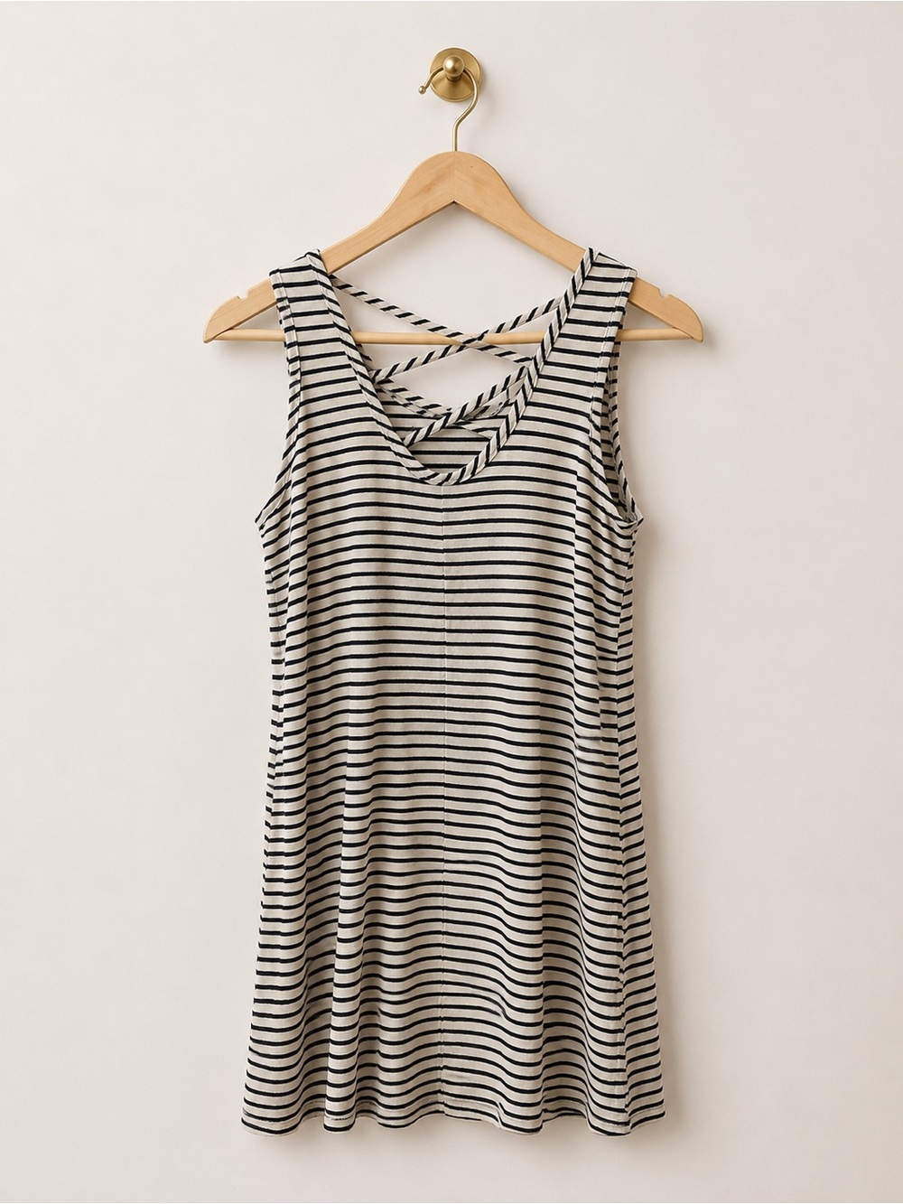 Olivia Rae Striped Swing Dress | Navy & Cream | Crisscross Back (ret. @ $208) - Picture 2 of 3
